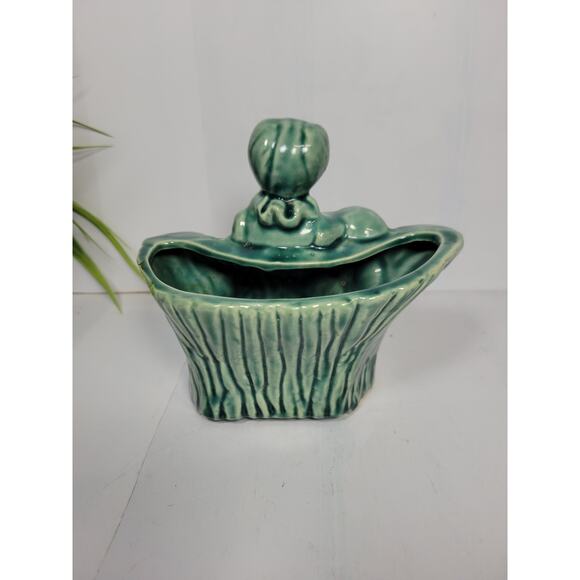 Vintage Pottery Planter Lamb With Girl, Mary Had a little lamb Nursery Vase - Picture 3 of 5